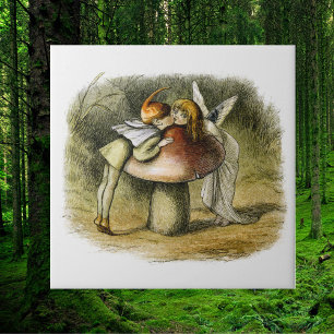 Fairy Kiss Mushroom Woodland Cute Cottagecore Tile