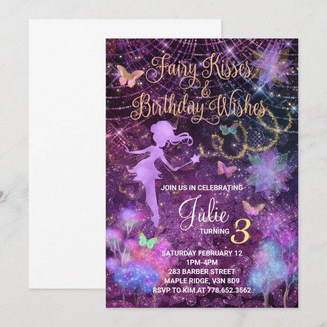 Fairy Kisses and Birthday Wishes Invitation (Front/Back)