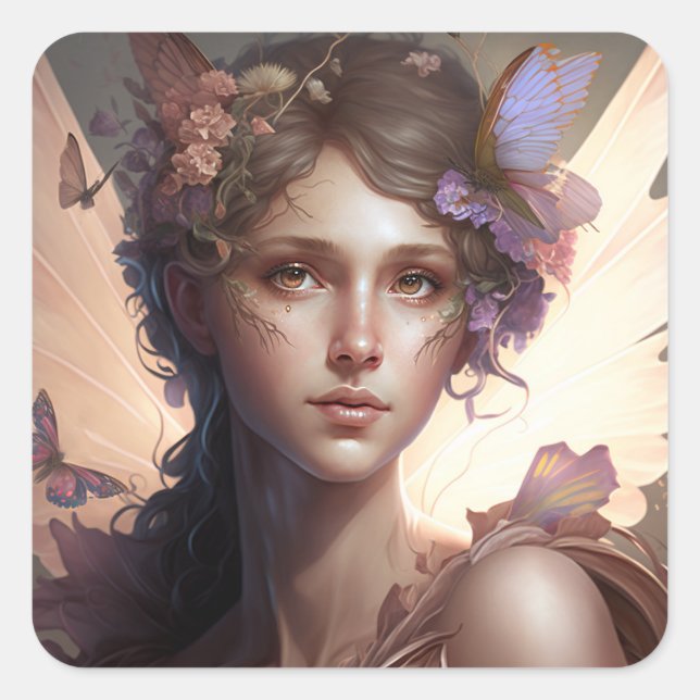 Fairy Lady Fantasy Art Square Sticker (Front)