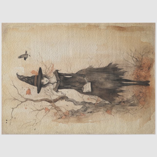 Fairy Land Spring Forest Whimsical Witch No2 Tissue Paper (Front)