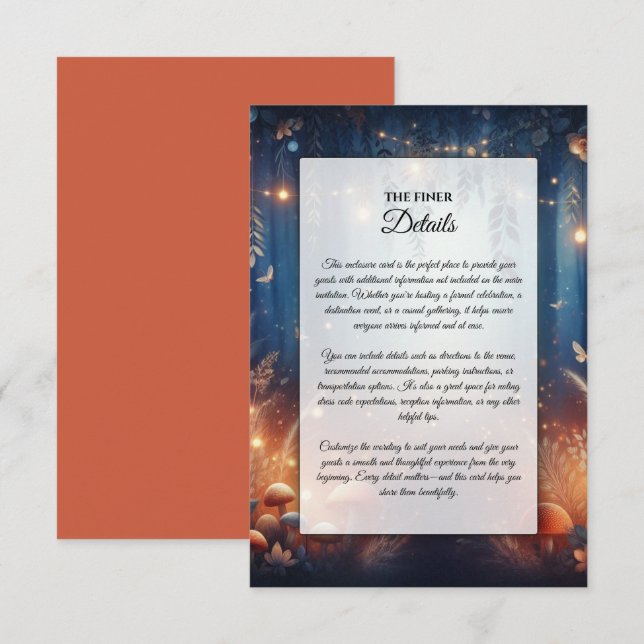 Fairy Lights and Moonlit Forest Magic Wedding Enclosure Card (Front/Back)