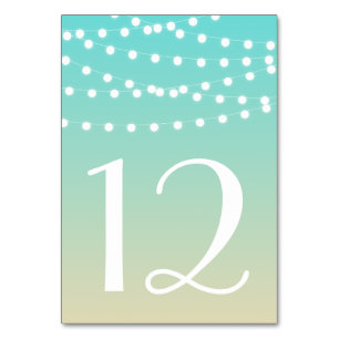 Fairy Lights   Beach Ombre Table Numbers Card