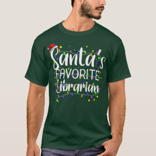 Fairy Lights Christmas Santa Librarian T-Shirt