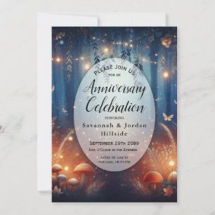 Fairy Lights in a Moonlit Forest Anniversary Party Invitation