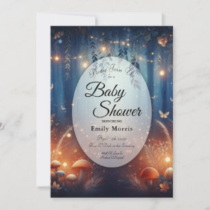 Fairy Lights in a Moonlit Forest Baby Shower Invitation