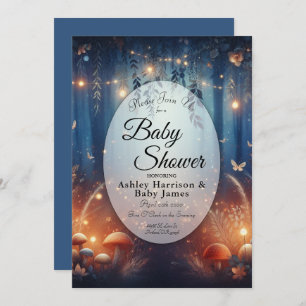 Fairy Lights in a Moonlit Forest Baby Shower Invitation