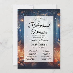 Fairy Lights in a Moonlit Forest Rehearsal Dinner Invitation