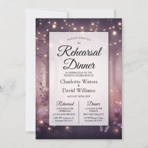 Fairy Lights in Woodland Glow Rehearsal Dinner Invitation