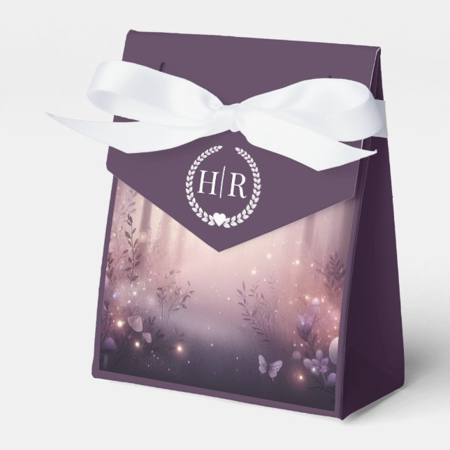 Fairy Lights in Woodland Glow Wedding Favor Box (Front Side)