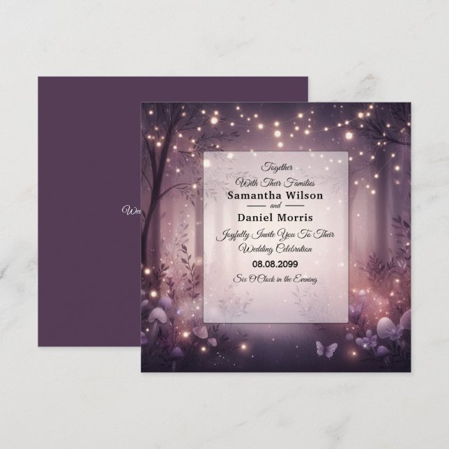 Fairy Lights in Woodland Glow Wedding Invitation (Front/Back)