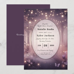 Fairy Lights in Woodland Glow Wedding Invitation