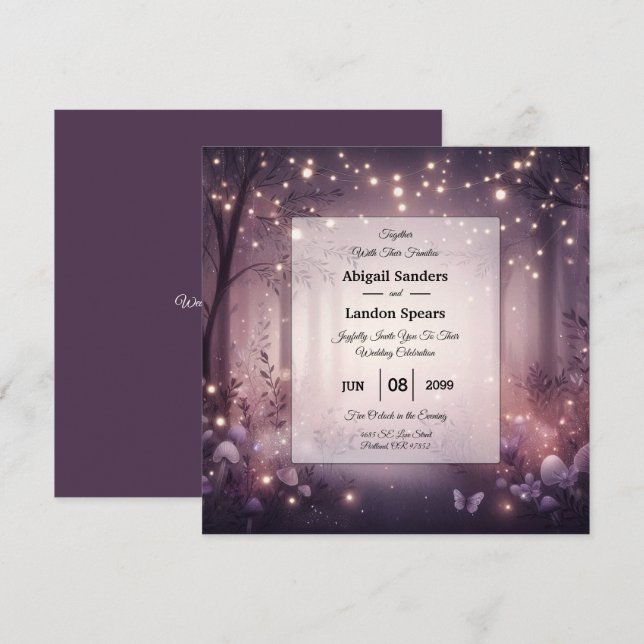 Fairy Lights in Woodland Glow Wedding Invitation (Front/Back)