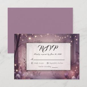 Fairy Lights in Woodland Glow Wedding RSVP Card