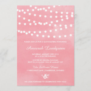 Fairy Lights Pink Quinceañera Invitation