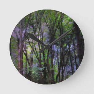 Fairy Lights Surreal Forest Round Clock