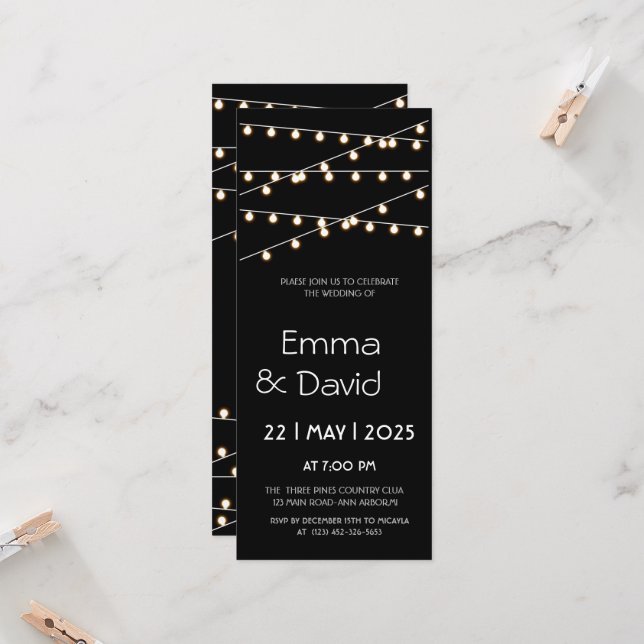 FAIRY LIGHTS WEDDING INVITATION (Front/Back In Situ)
