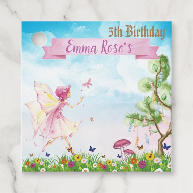 Fairy magic birthday party favour tags (Front)