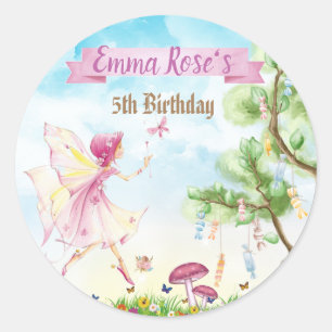 Fairy magic birthday party stickers