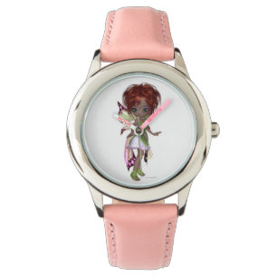 Fairy magic faerie in a pink and green dress watch