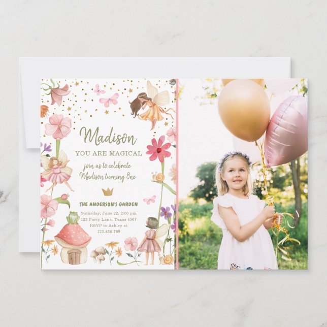 Fairy Magical Forest Garden Girl First Birthday In Invitation (Front)