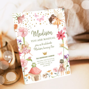 Fairy Magical Forest Garden Girl First Birthday Invitation