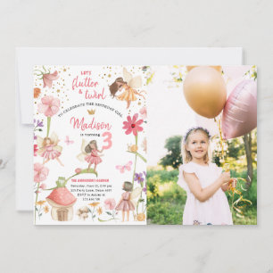 Fairy Magical Forest Garden Girl First Birthday Invitation