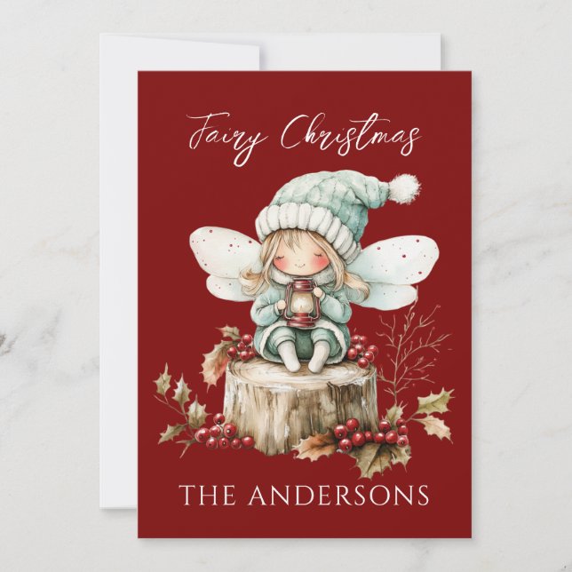 Fairy Merry Christmas Magnetic Christmas Card (Front)