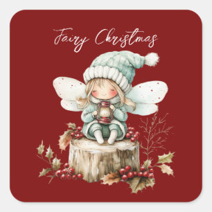 Fairy Merry Christmas Square Sticker