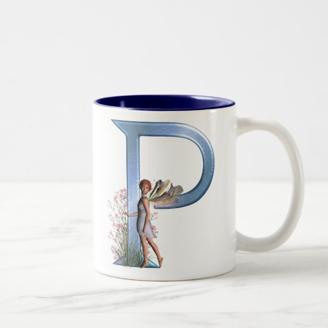 Fairy Monogram P Two-Tone Coffee Mug (Right)