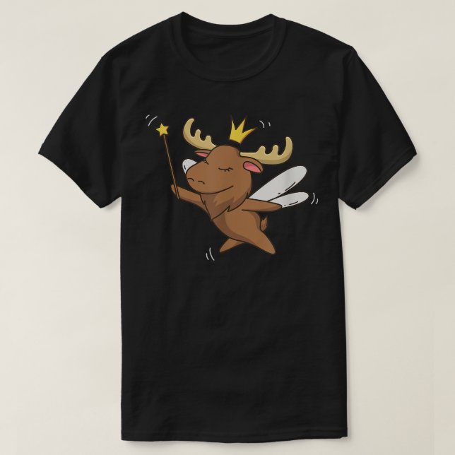Fairy Moose Elk Mystical Forest Moose Fairy Lover  T-Shirt (Design Front)