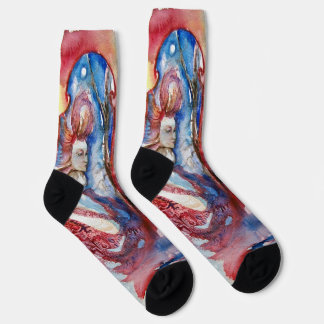 FAIRY MORGANA Arthurian Legends Pink Blue Fantasy  Socks