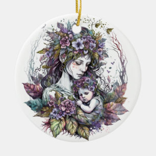 Fairy Mother and Child Ceramic Ornament