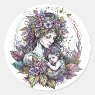 Fairy Mother and Child Classic Round Sticker