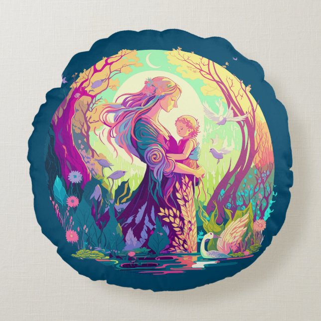 Fairy Mother Round Pillow (Front)