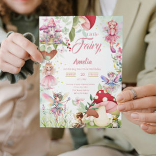 Fairy Mushroom Fairytale Magical Birthday Pink Invitation