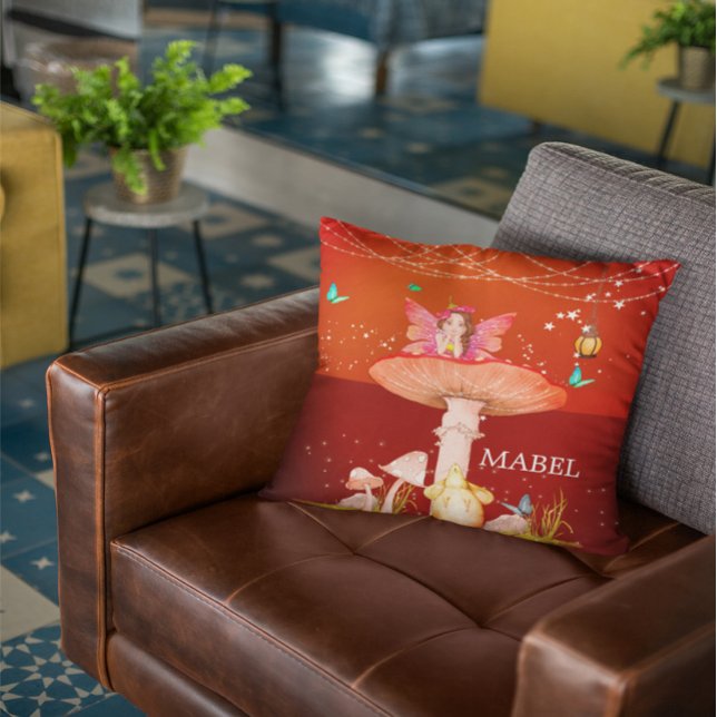  Fairy Mushroom Magic Enchanted Cute Decor Throw Pillow (Creator Uploaded)