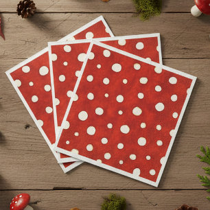 Fairy Mushroom Red and White Polka Dot Pattern  Napkin