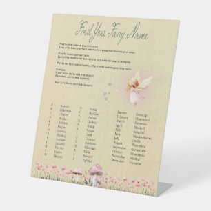 Fairy Name - Fairy First Birthday Pedestal Sign