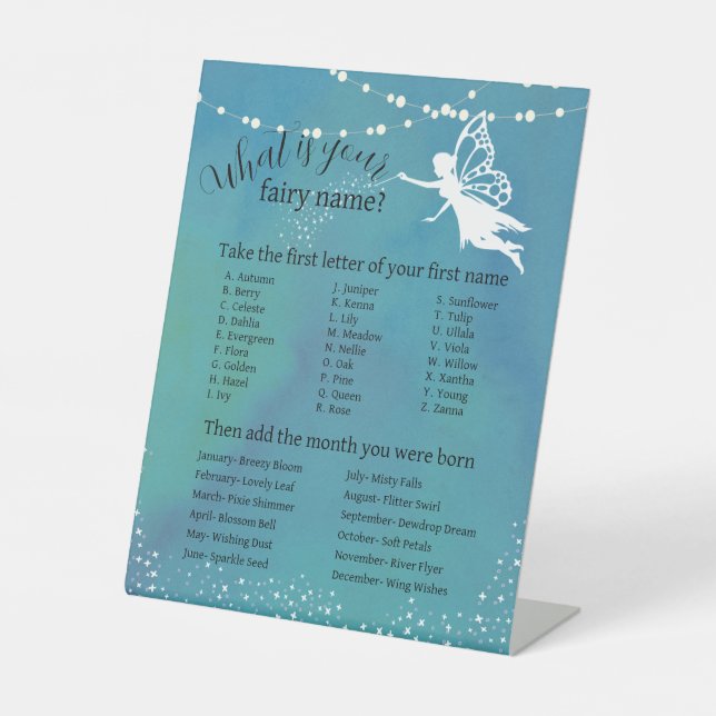 Fairy Name Generator Pedestal Sign (Front)