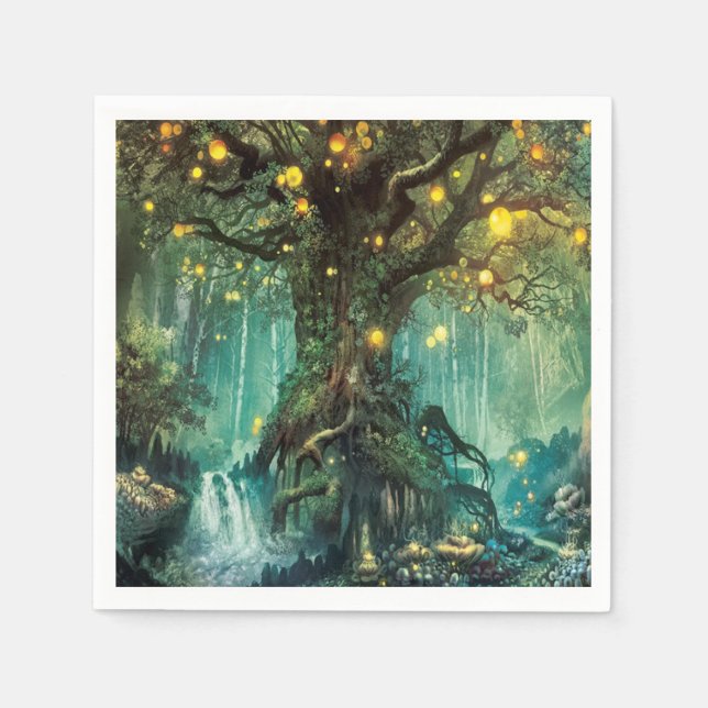 Fairy Night Scene Paper Napkin (Front)