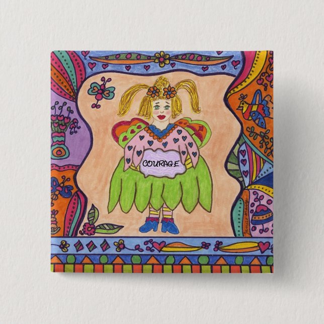 FAIRY OF COURAGE 2 INCH SQUARE BUTTON (Front)