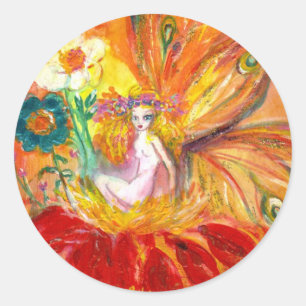 FAIRY OF THE FLOWER CLASSIC ROUND STICKER