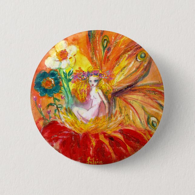 FAIRY OF THE FLOWERS 2 INCH ROUND BUTTON (Front)