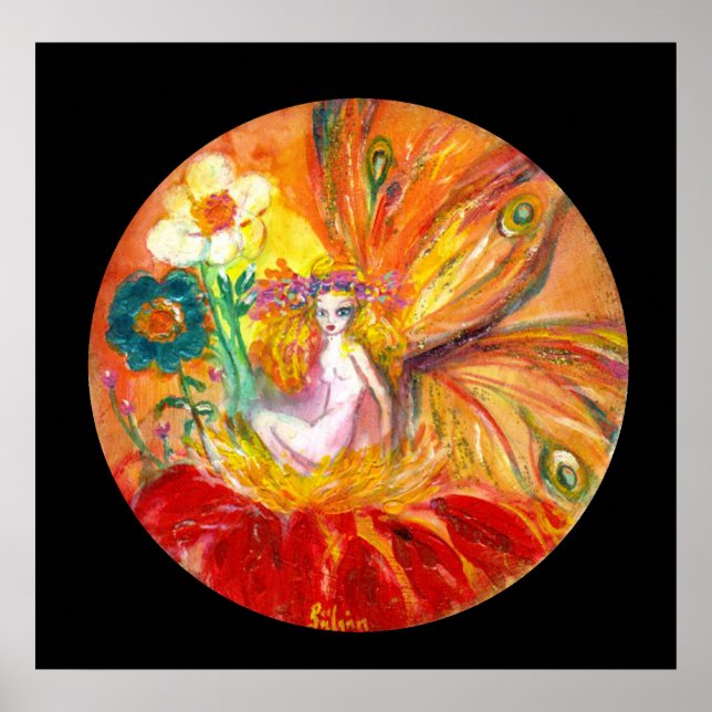 FAIRY OF THE FLOWERS ,Red Yellow Black Fantasy Poster (Front)