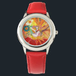 FAIRY OF THE FLOWERS, Red Yellow Watch<br><div class="desc">Whimsical , colourful and vibrant  flower fairy , acrylic painting .(c) by Bulgan Lumini</div>