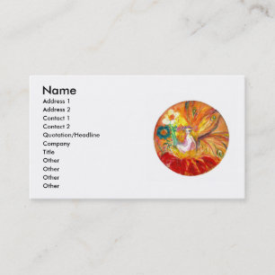 FAIRY OF THE FLOWERS ,Red Yellow White Fantasy Business Card