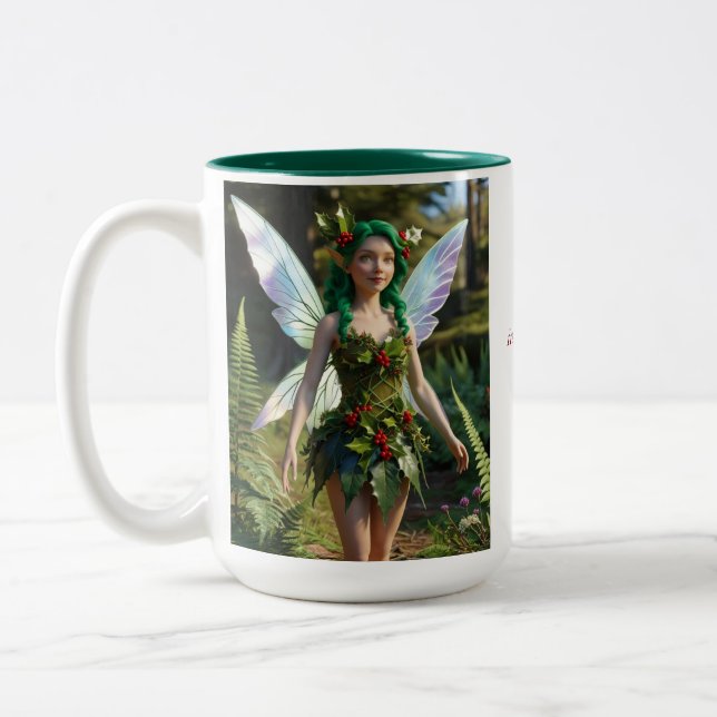 Fairy of the Holly Two-Tone Coffee Mug (Left)