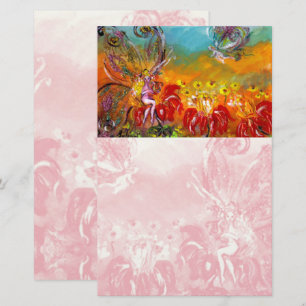 FAIRY OF THE RED FLOWERS Fantasy Stationery