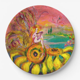 FAIRY OF THE SUNFLOWERS  Fantasy Paper Plate