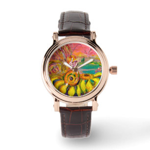 FAIRY OF THE SUNFLOWERS.Pink Fuchsia Watch